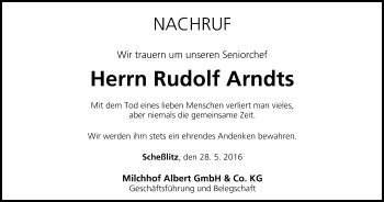 Anzeige von Rudolf Arndts von MGO