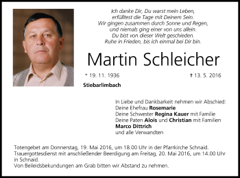 Anzeige von Martin Schleicher von MGO