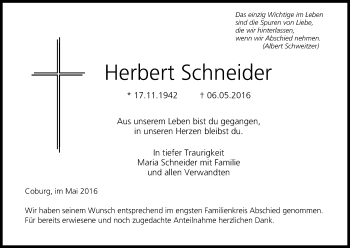 Anzeige von Herbert Schneider von MGO