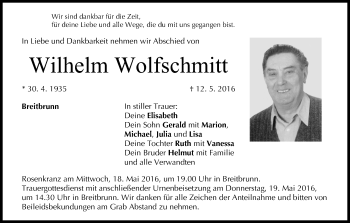 Anzeige von Wilhelm Wolfschmitt von MGO