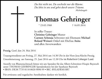 Anzeige von Thomas Gehringer von MGO