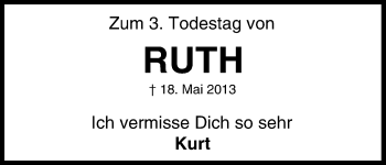 Anzeige von Ruth Kneisel von MGO