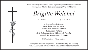 Anzeige von Brigitte Weichel von MGO