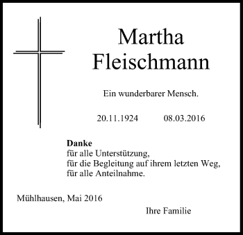Anzeige von Martha Fleischmann von MGO