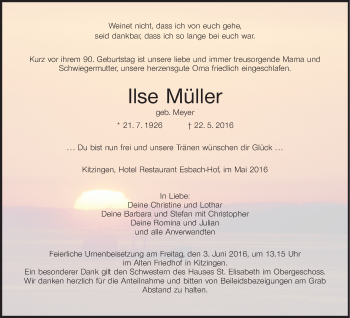 Anzeige von Ilse Müller von MGO