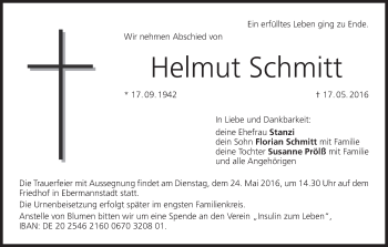 Anzeige von Helmut Schmitt von MGO