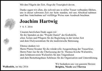 Anzeige von Joachim Hartwig von MGO