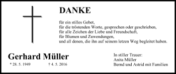 Anzeige von Gerhard Müller von MGO