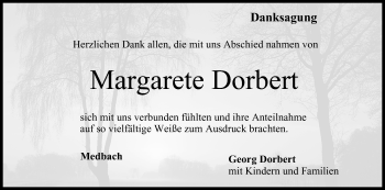 Anzeige von Margarete Dorbert von MGO