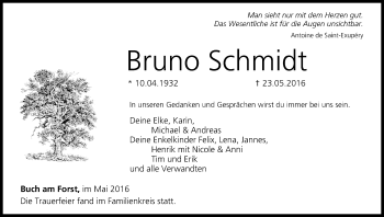 Anzeige von Bruno Schmidt von MGO