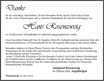 Anzeige von Hans Rosenzweig von MGO