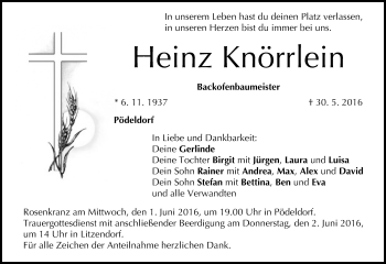 Anzeige von Heinz Knörrlein von MGO