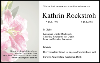 Anzeige von Kathrin Rockstroh von MGO
