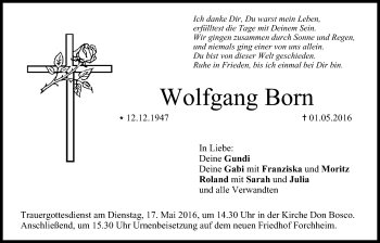 Anzeige von Wolfgang Born von MGO