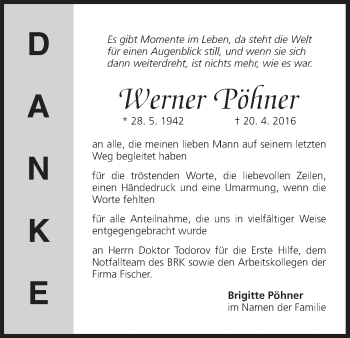 Anzeige von Werner Pöhner von MGO