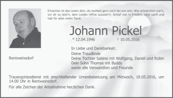 Anzeige von Johann Pickel von MGO