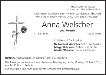 Anzeige von Anna Welscher von MGO