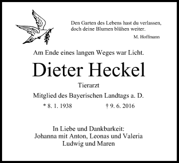 Anzeige von Dieter Heckel von MGO