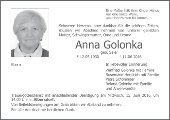 Anzeige von Anna Golonka von MGO