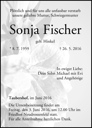 Anzeige von Sonja Fischer von MGO