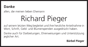 Anzeige von Richard Pieger von MGO