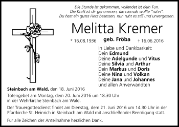 Anzeige von Melitta Kremer von MGO