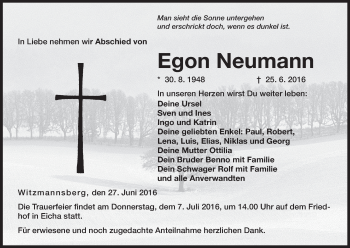 Anzeige von Egon Neumann von MGO
