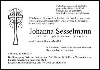 Anzeige von geb Sesselmann von MGO