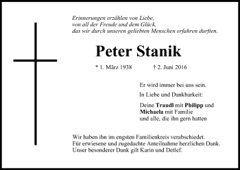 Anzeige von Peter Stanik von MGO