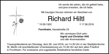 Anzeige von Richard Hiltl von MGO