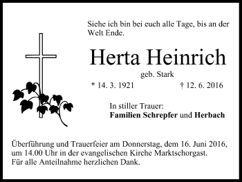 Anzeige von Herta Heinrich von MGO