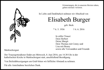 Anzeige von Elisabeth Burger von MGO