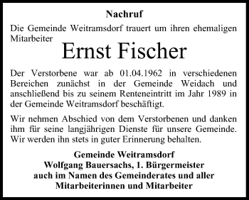 Anzeige von Ernst Fischer von MGO