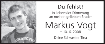 Anzeige von Markus Vogt von MGO