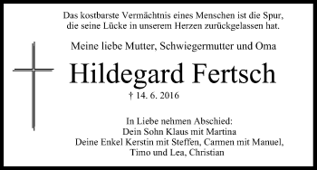 Anzeige von Hildegard Fertsch von MGO