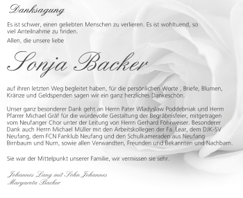 Anzeige von Sonja Backer von MGO