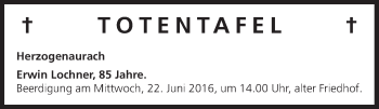 Anzeige von Totentafel vom 21.06.2016 von MGO