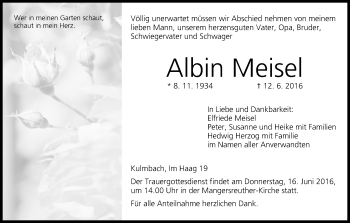 Anzeige von Albin Meisel von MGO