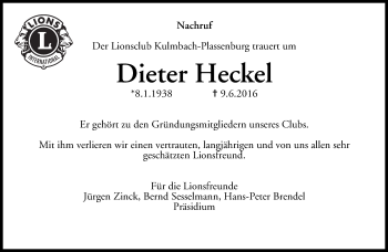 Anzeige von Dieter Heckel von MGO
