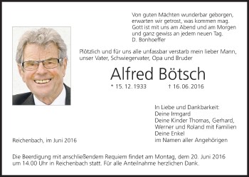 Anzeige von Alfred Bötsch von MGO