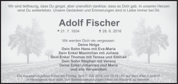 Anzeige von Adolf Fischer von MGO