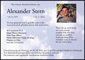 Anzeige von Alexander Stern von MGO
