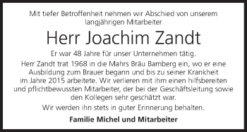 Anzeige von Joachim Zandt von MGO