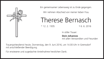Anzeige von Therese Bernasch von MGO