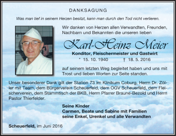 Anzeige von Karl-Heinz Meier von MGO