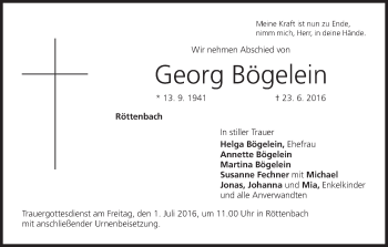 Anzeige von Georg Bögelein von MGO