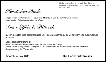 Anzeige von Elfriede Dittrich von MGO