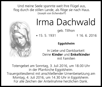 Anzeige von Irma Dachwald von MGO