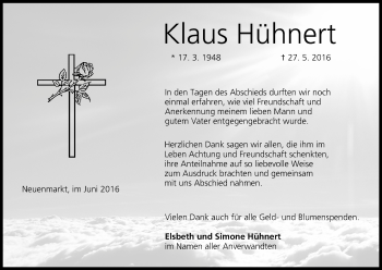 Anzeige von Klaus Hühnert von MGO