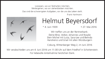 Anzeige von Helmut Beyersdorf von MGO